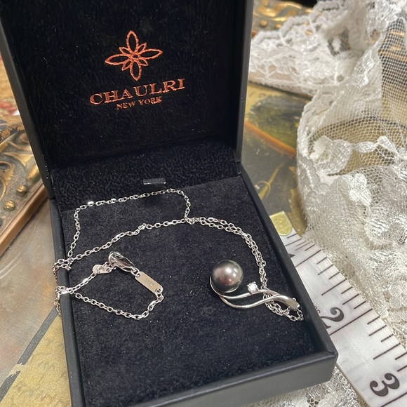 Chaulri Tahitian Black Pearl Pendant Sterling 925 Necklace - Picture 10 of 16